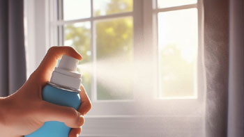A Person Spraying Febreze in a Room