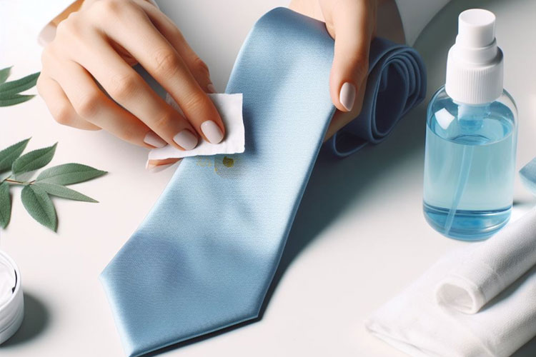 A Person Removing Oil Stains from Silk Tie