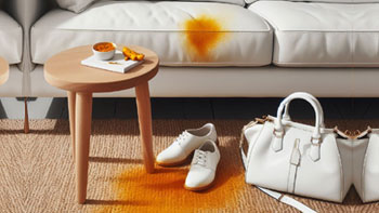 Turmeric Stains on White Leather Sofa