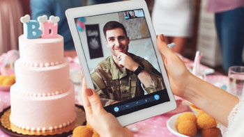 Deployed Partner on Video Call in Gender Revealing Party