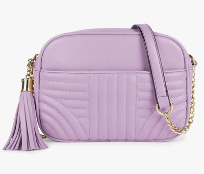 EVVE Quilted Lavender Crossbody with Tassel