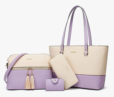 Lavender and Beige Handbag Collection