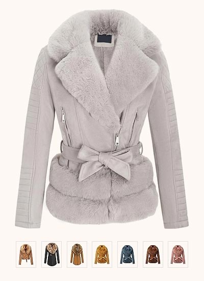 Suede Elegance Jacket with Detachable Fur Collar