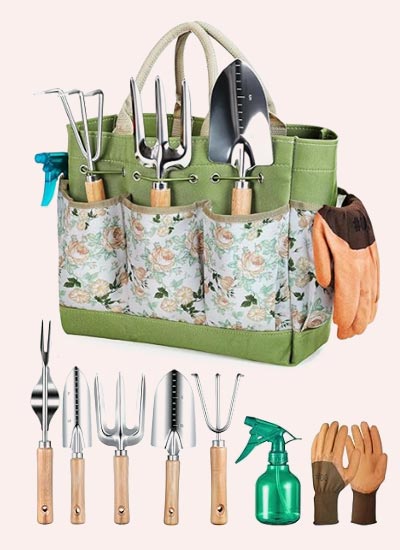 Grenebo 9-Piece Gardening Set with Organizer Handbag