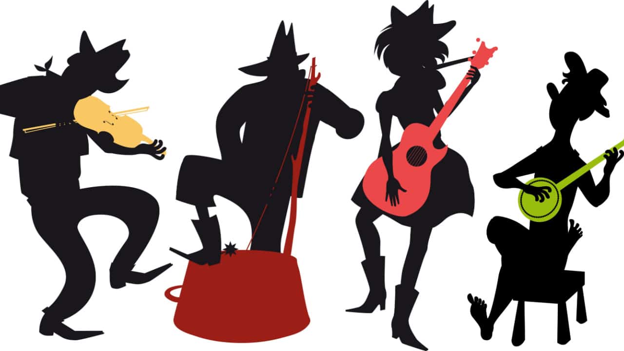 Bluegrass/Country-western music band performing