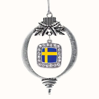 Inspired Silver Sweden Flag Charm Ornament